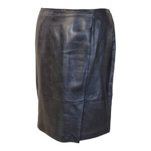 MIX IT Petite Black Leather Skirt Size 8P Pencil Winter Career Classic Work